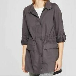 🎄A new day Gray Utility Jacket with Casual Fit and Matching Belt